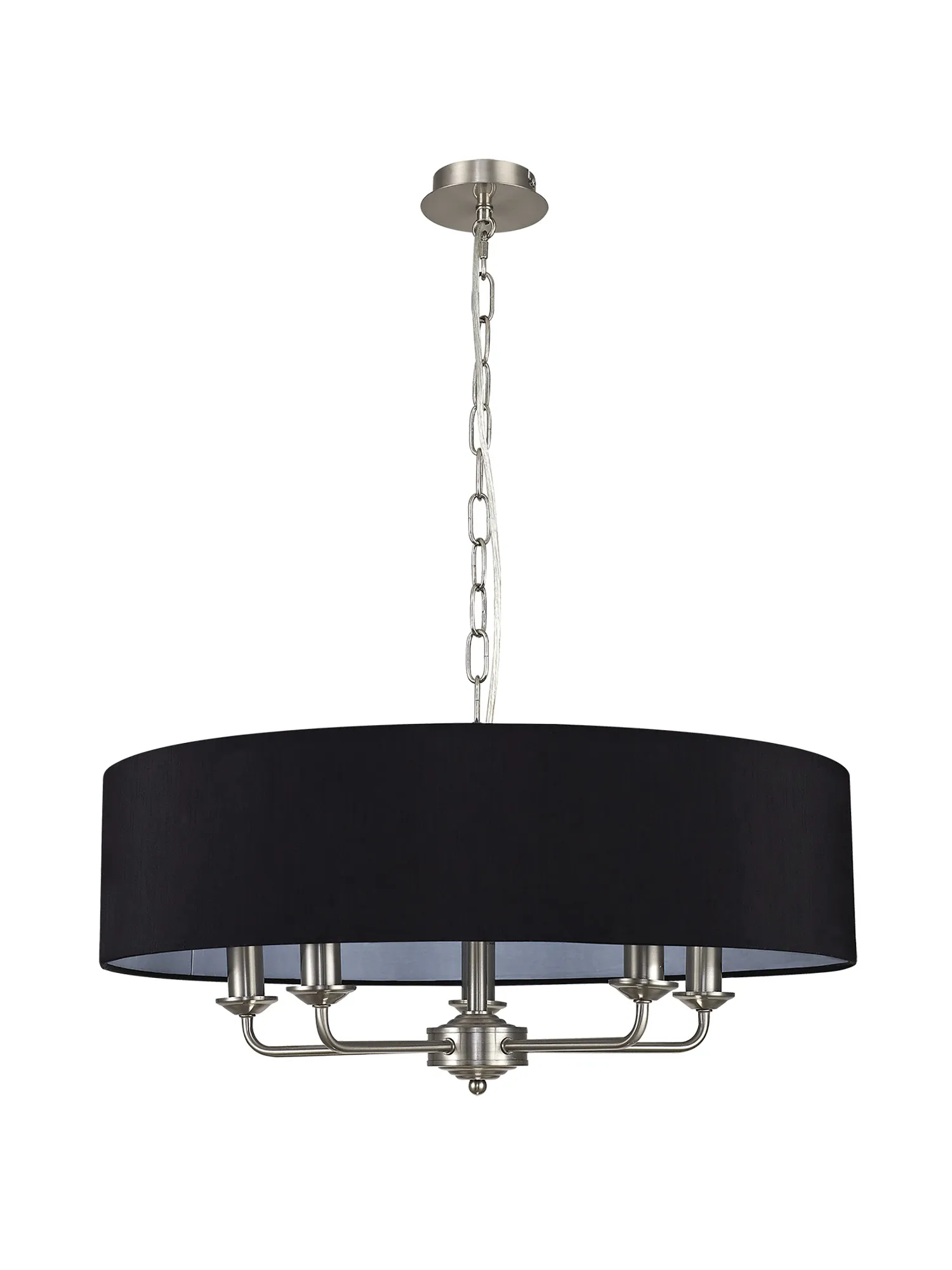 Banyan 60cm 5 Light Pendant Satin Nickel; Black DK0060  Deco Banyan SN BL